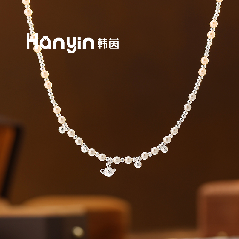 铜合金仿珍珠项链 优雅百搭珠珠小米珠把把壶项链小众设计高级感