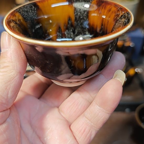 天然老黑釉斗笠盏盏