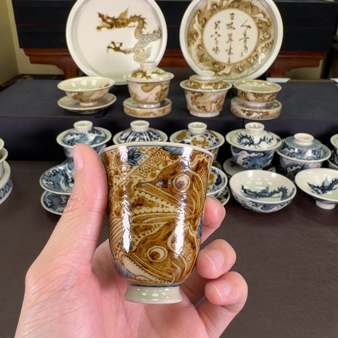 二号釉海浪鳜鱼闻香杯