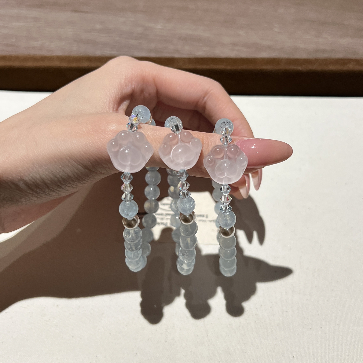 【Solis02】海蓝宝粉水小猫爪-少女风格可爱简约