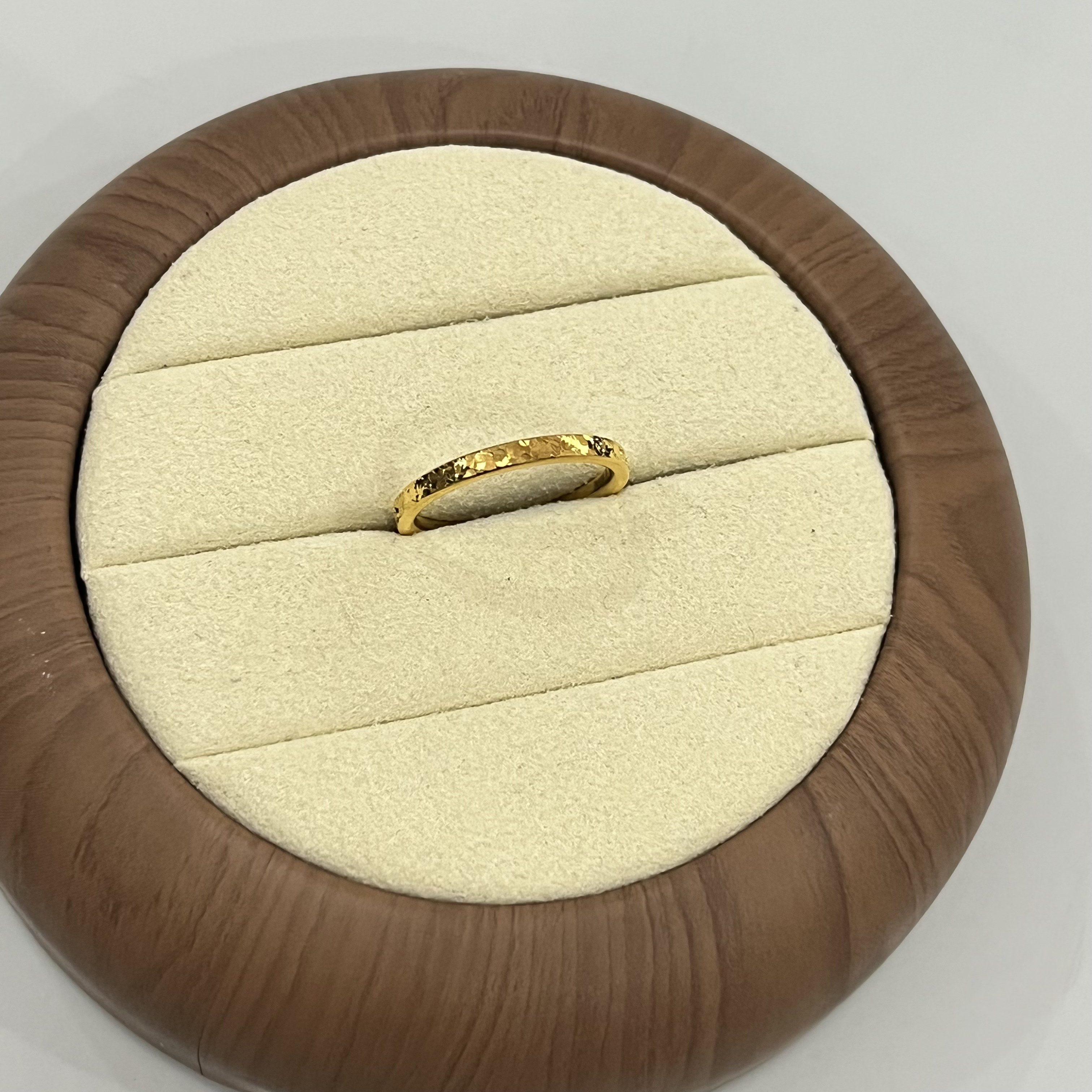 足金999 克重1.28 14号 宽版卡2碎冰冰戒指  