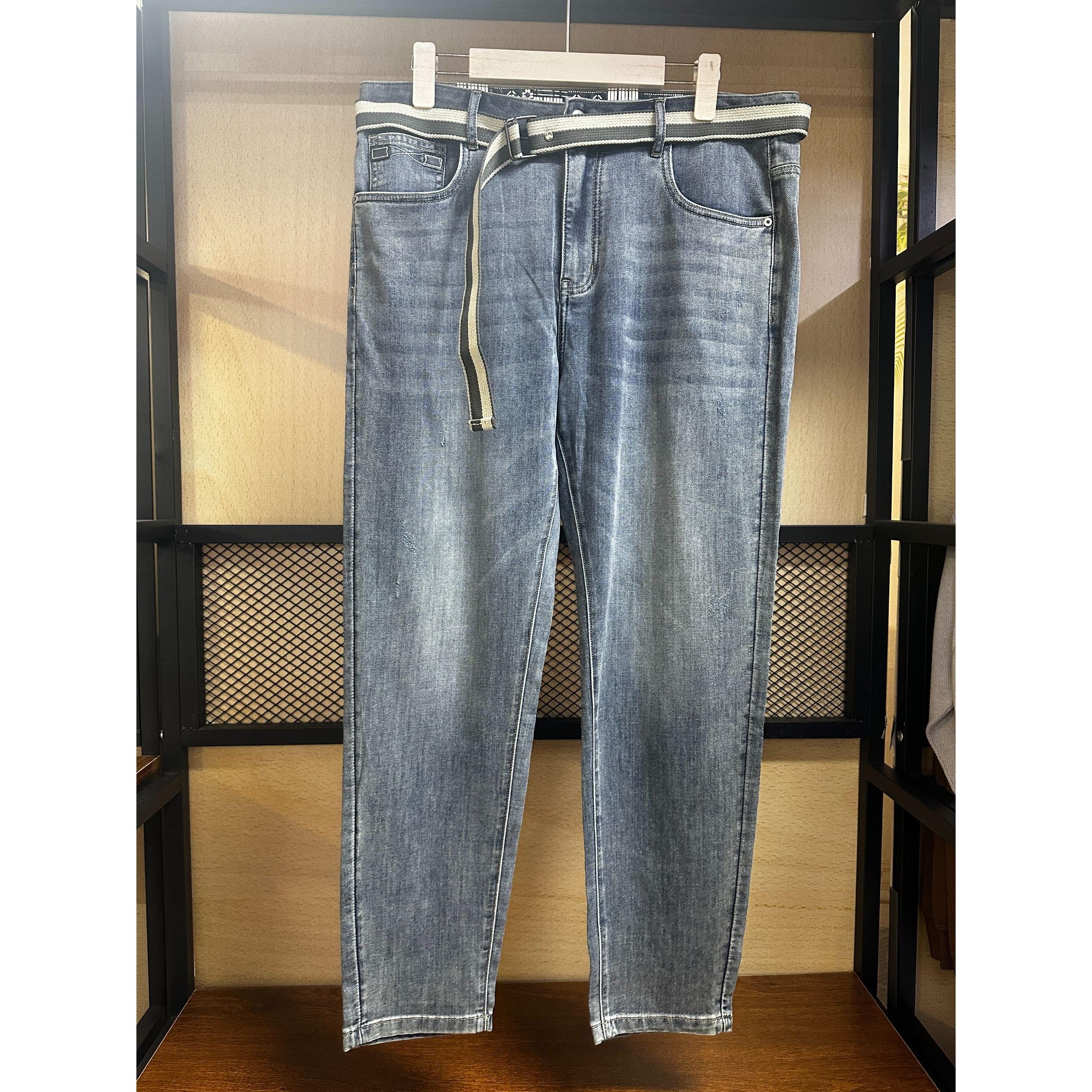 【HN002】秋季蓝色弹力牛仔长裤水洗男士秋冬款