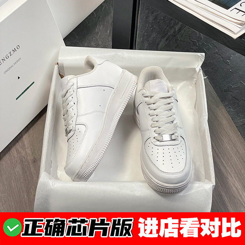 莆田空军aj真皮小白鞋2024秋冬新款小麦色厚底运动休闲百搭板鞋潮