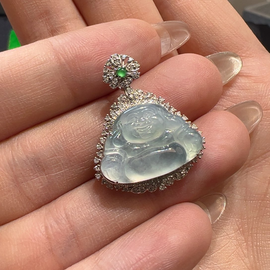 翡翠颈饰18K金镶嵌收货48小时鉴赏期