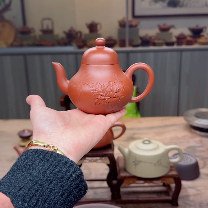 紫砂茶壶朱泥200 c C双工夫妻作品