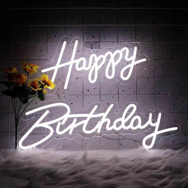 生日快乐霓虹灯灯牌happybirthday字母灯牌气氛灯ledmarryme求婚