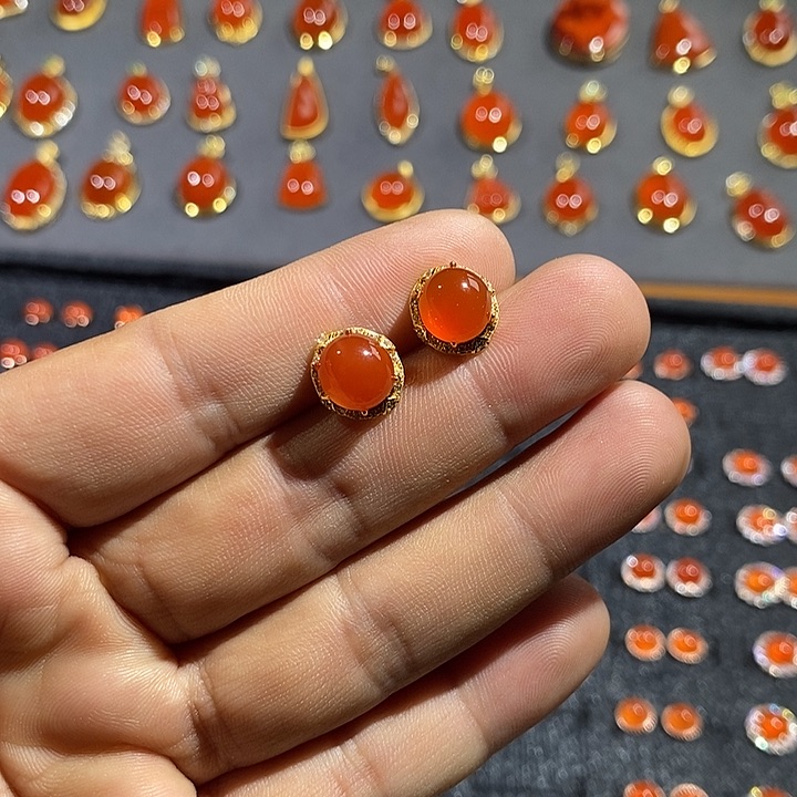 南红玛瑙耳饰银S925镶嵌