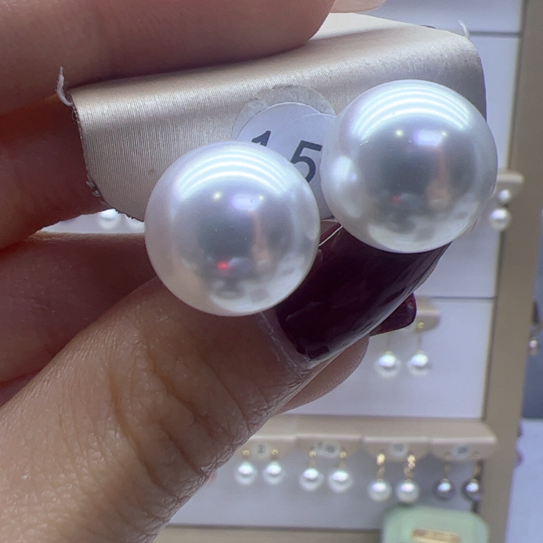 淡水珍珠耳饰18K金镶嵌