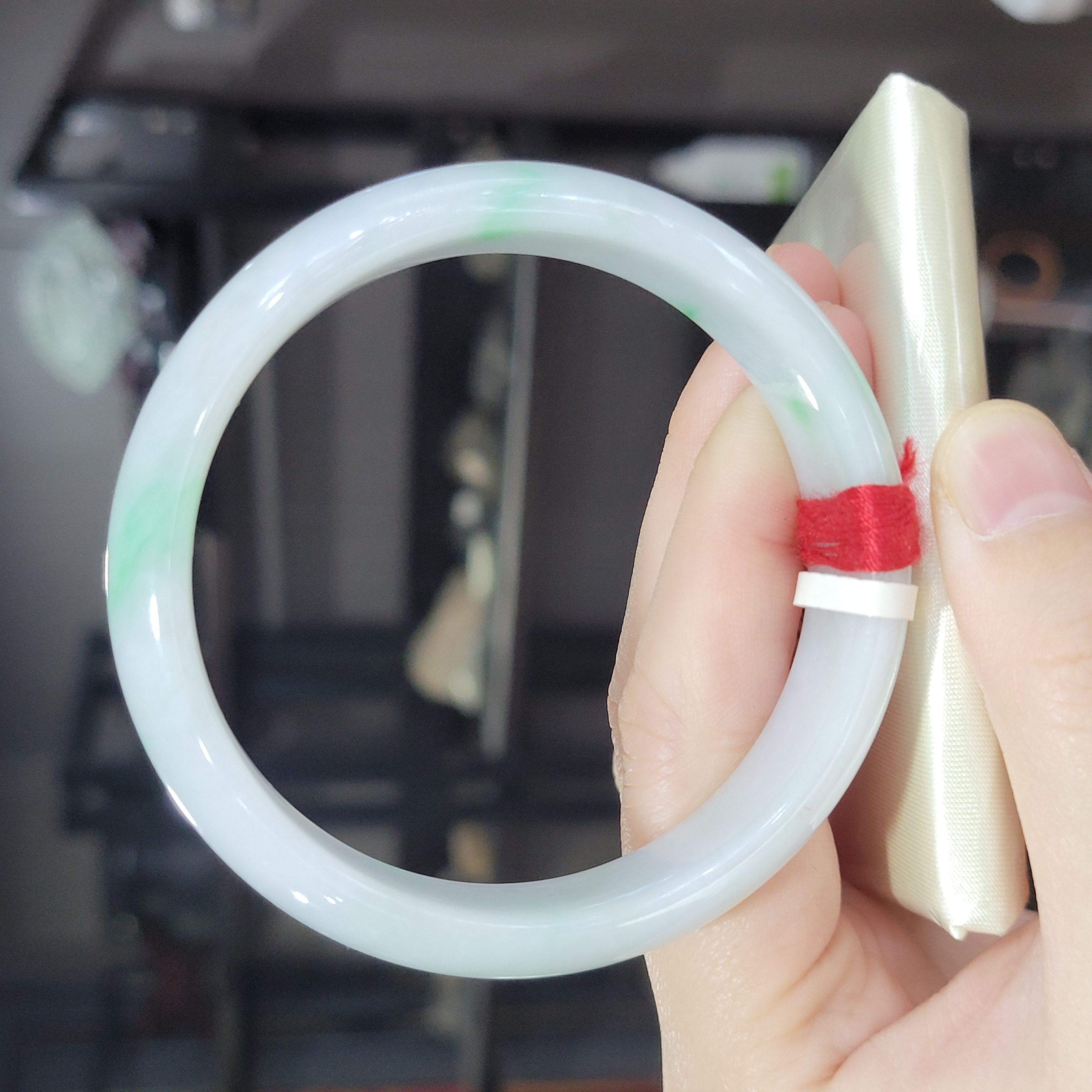 天然缅甸A货翡翠手镯轮胎款56-57