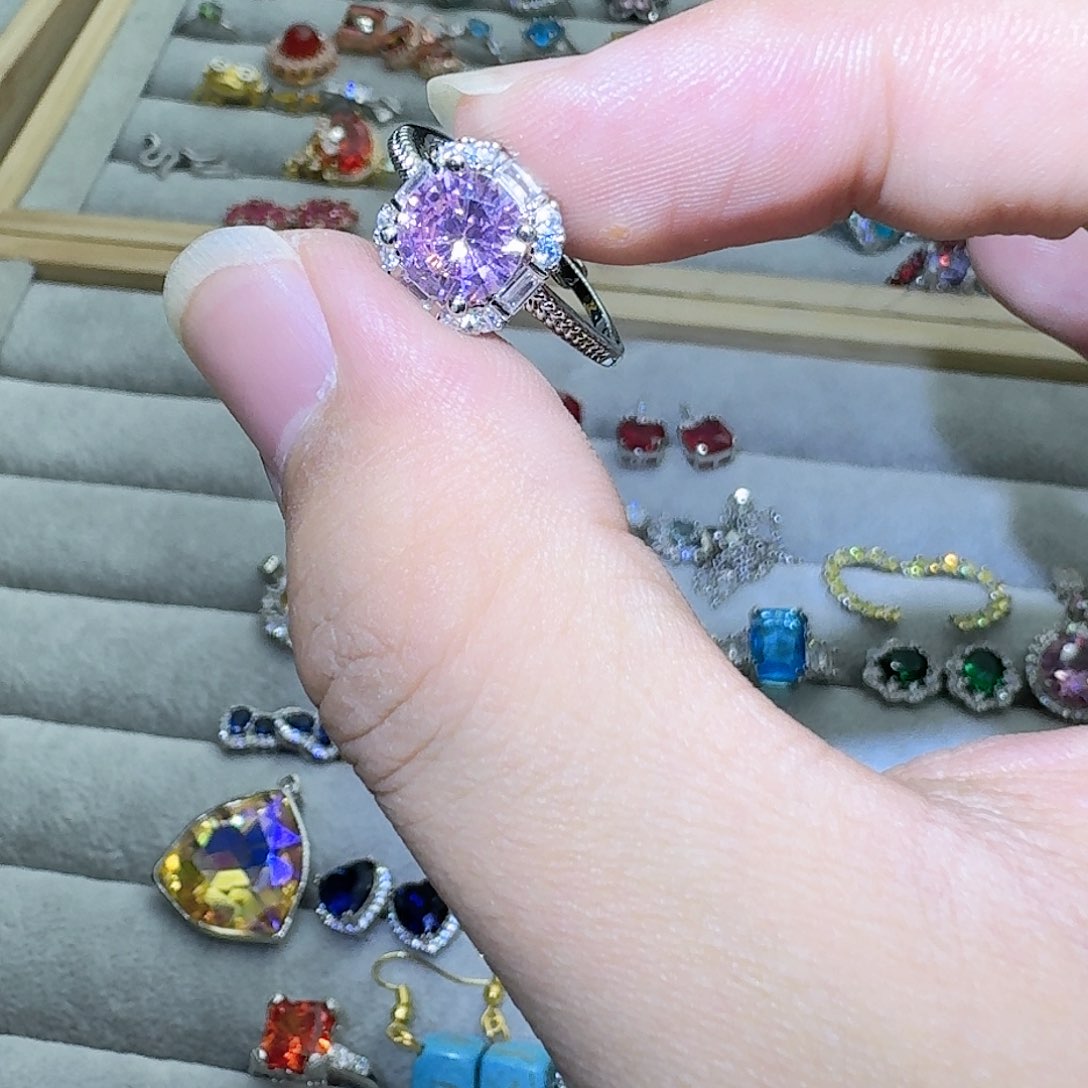 绿水晶戒指银S925镶嵌?***甜