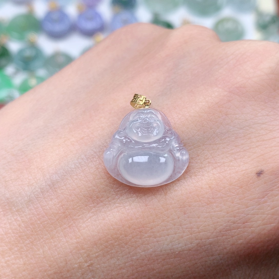 翡翠吊坠(不含链)18K金镶嵌