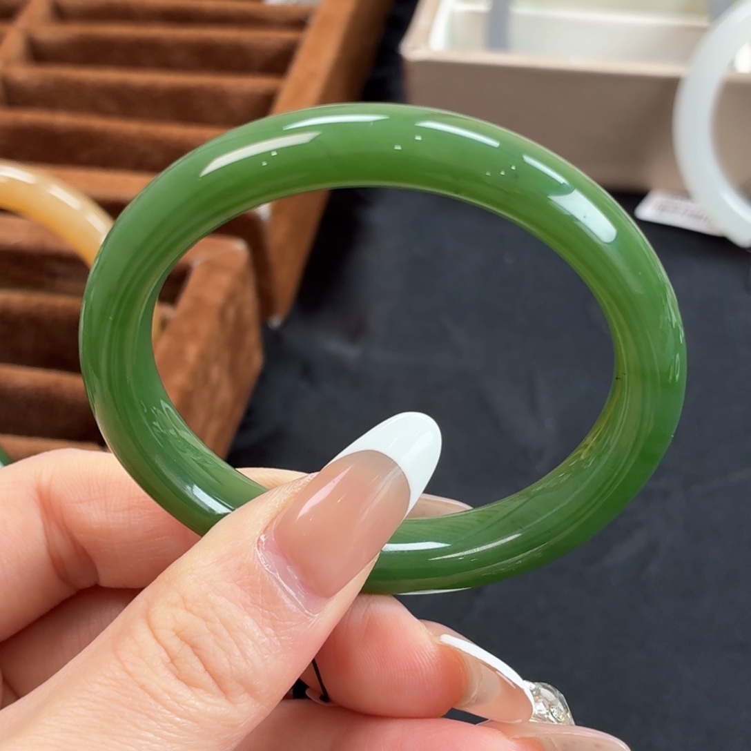 和田玉未镶嵌手镯冰底猫眼贵妃镯小圈可冲7