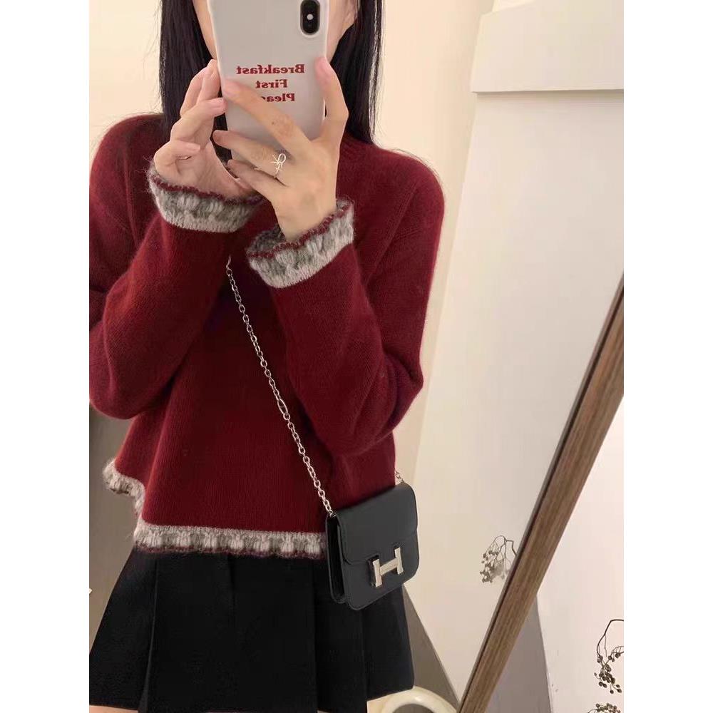 【万达撤柜】高端和超级好看的红色蕾丝针织品在秋冬女性与针织品设