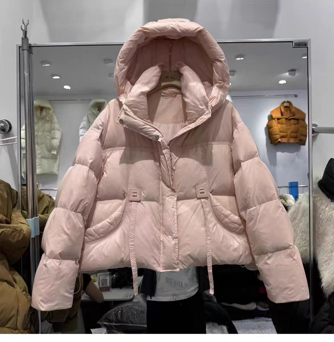 A32#短款简约时尚羽绒服女冬季新款连帽宽松2025保暖加厚外套