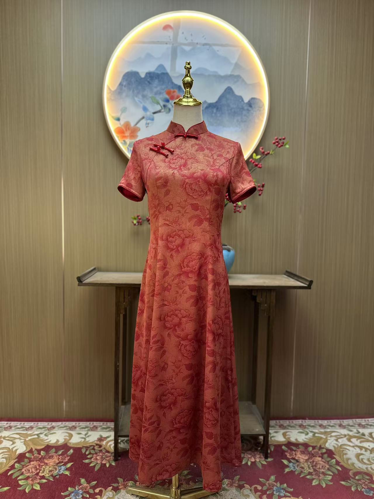 曼丽 日常气质文艺国风优雅长款改良奥黛旗袍