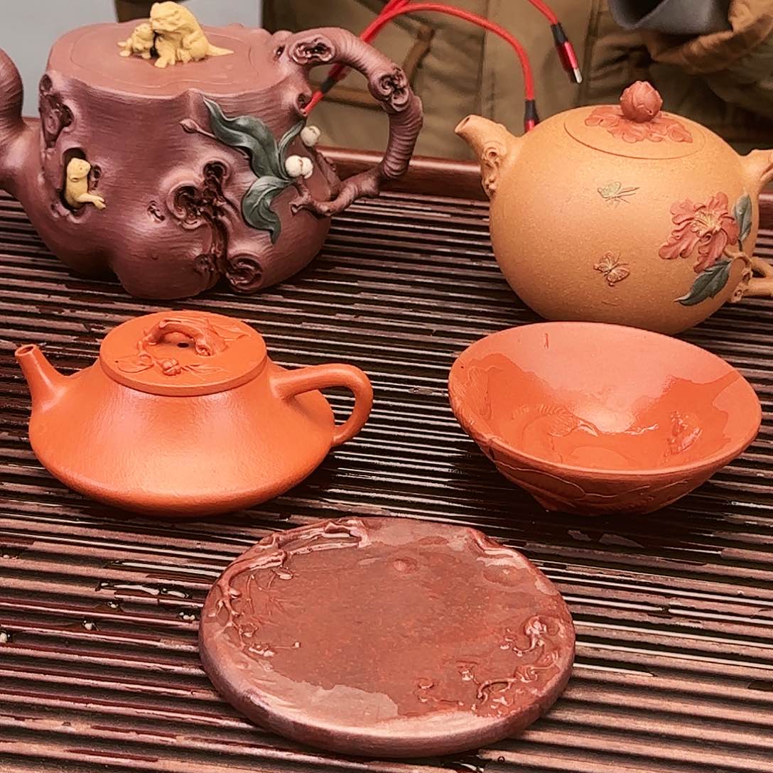 【闪购商品】紫砂茶杯永*瑕疵云瓢 壶承 斗笠套组