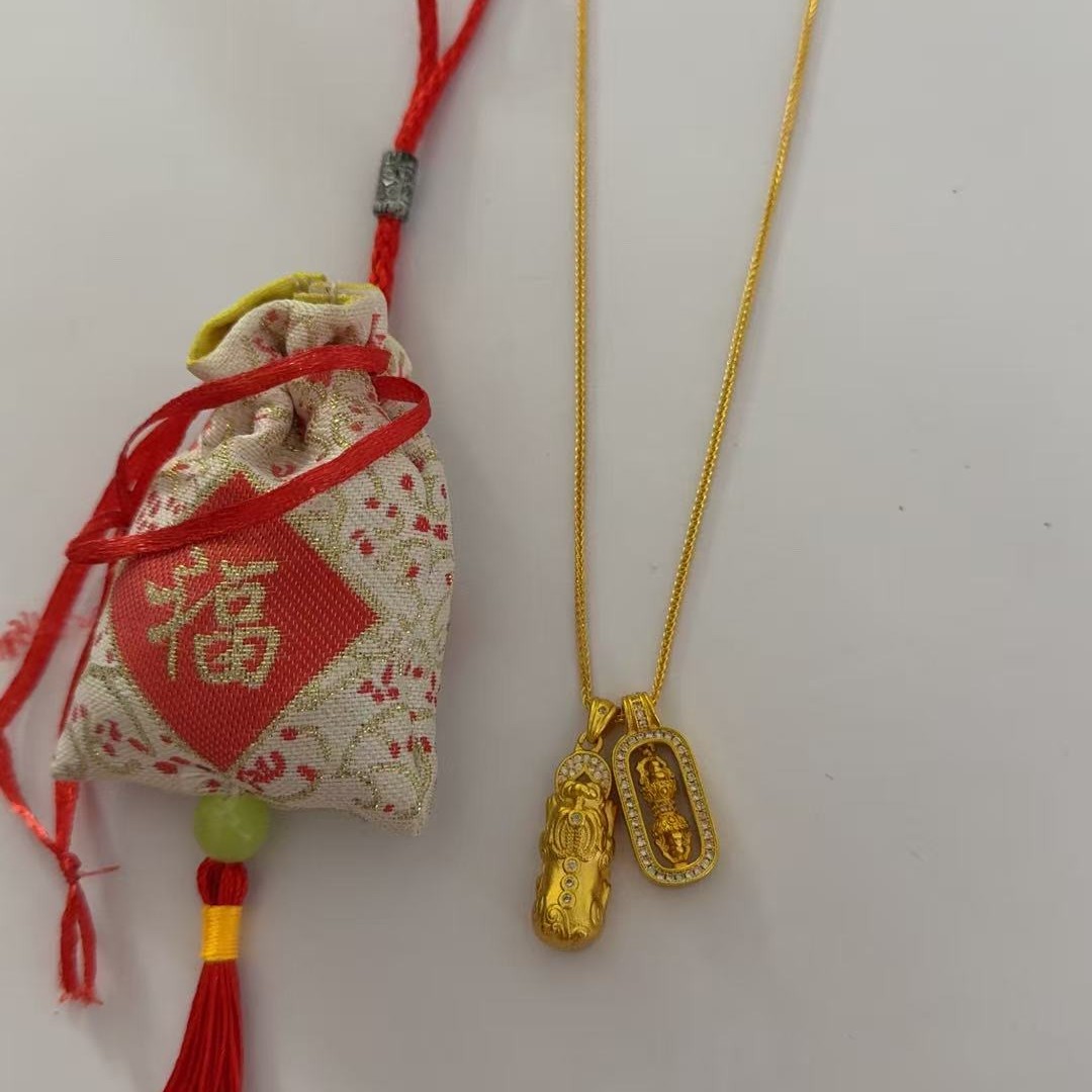 铜合金项链 铜合金项链轻奢锁骨链饰品新版韦雪同款貔貅金刚杵