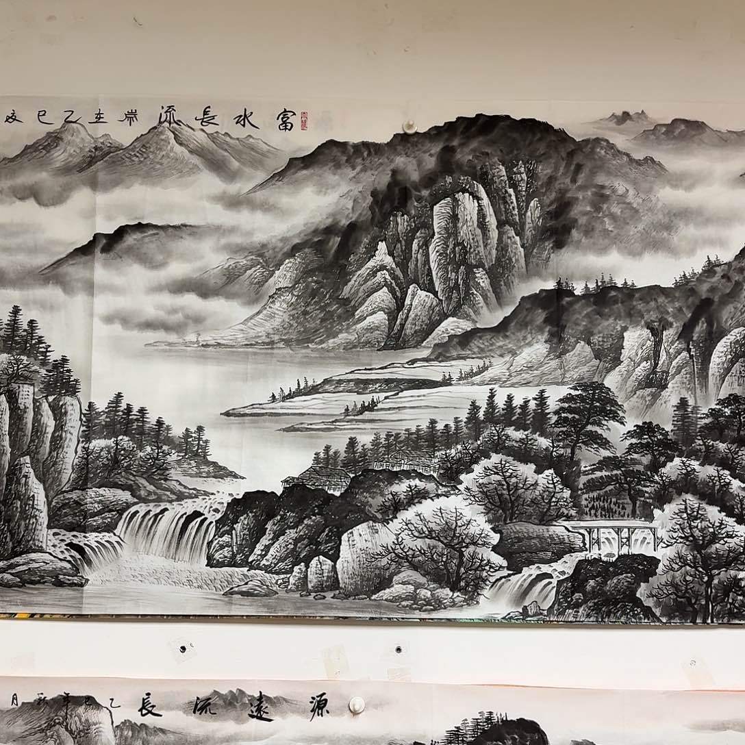 、***張国画小八尺富水长流