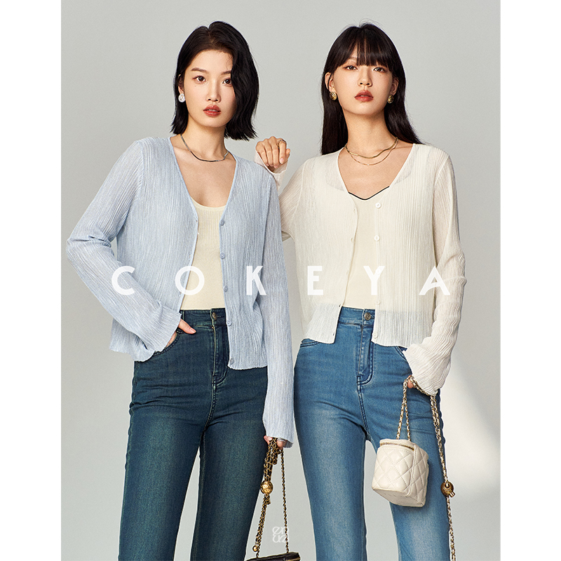 COKEYA/轻薄搭立体肌理32支针织薄款凉感空调衫开衫EWB2MX520