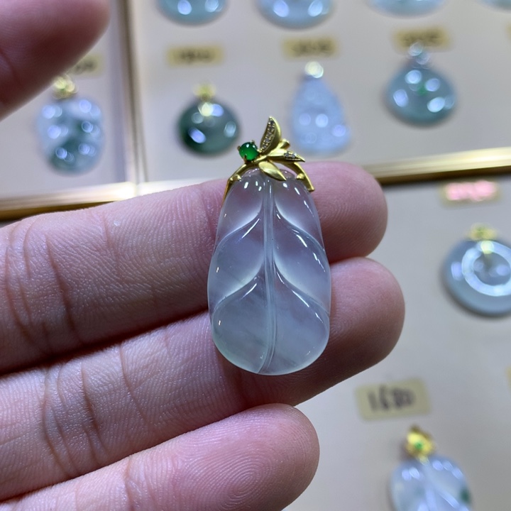 翡翠18K金镶嵌吊坠(不含链)翡翠吊坠