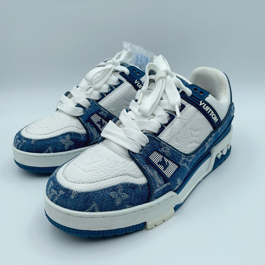 95新 LouisVuitton/路易威登 36 37.5码牛仔蓝trainer板鞋my004