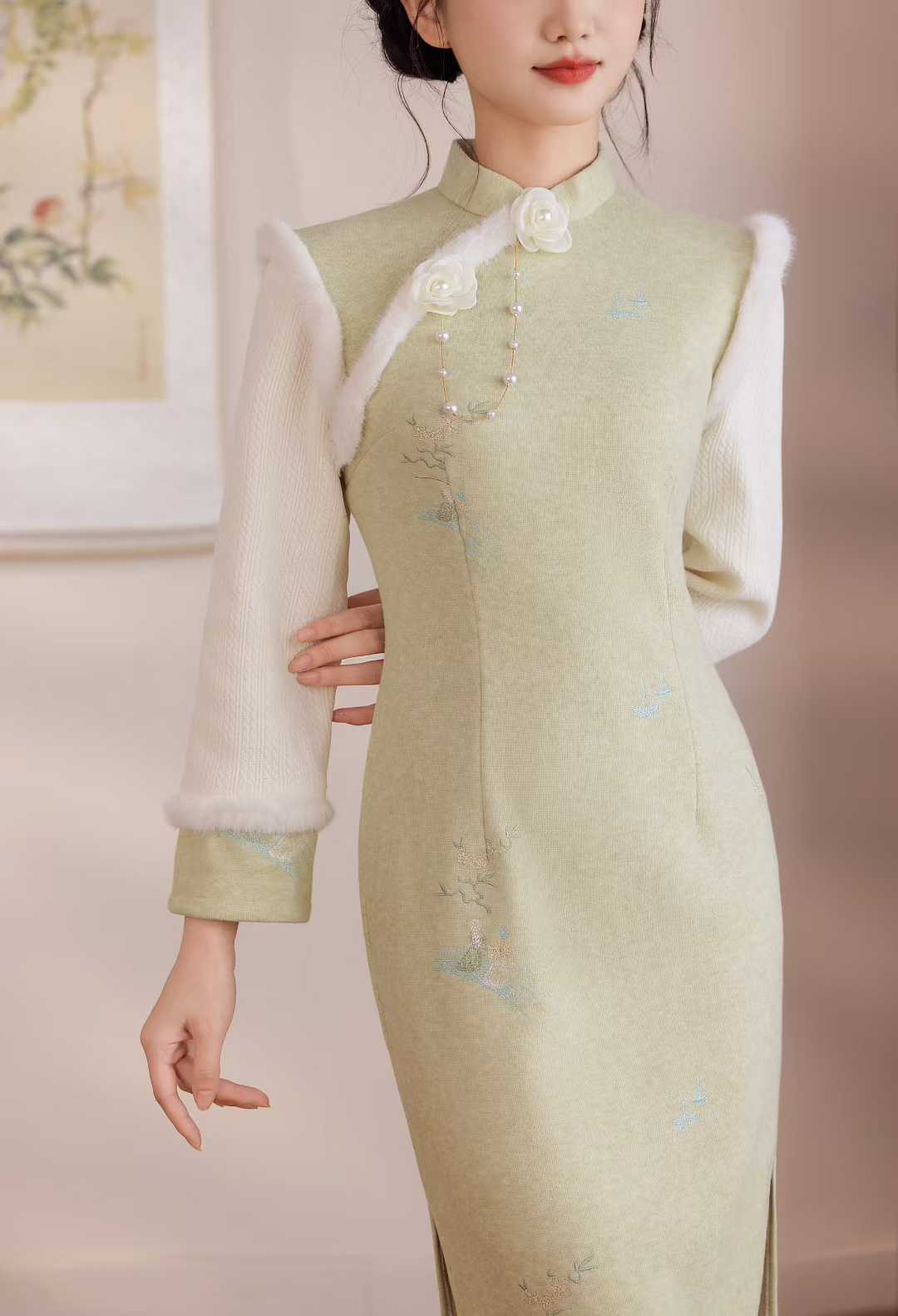 旗袍植物纤维修身立裁小个子显高显瘦中国风复古新中式短袖气质