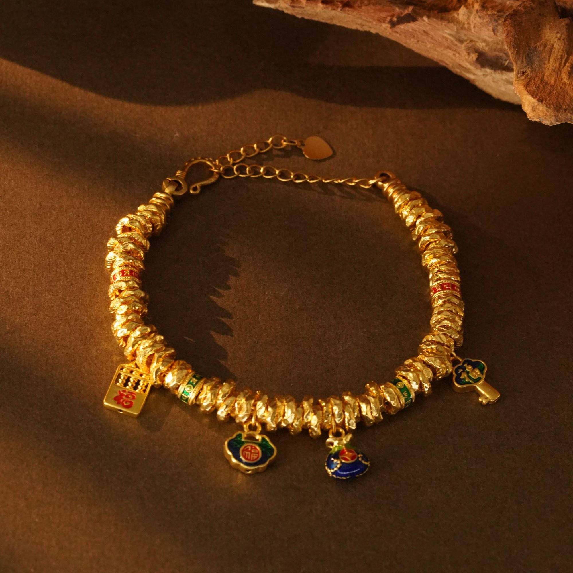 福满圆珠宝 足金999投资金硬金盘缠手链 (赠弹力绳)