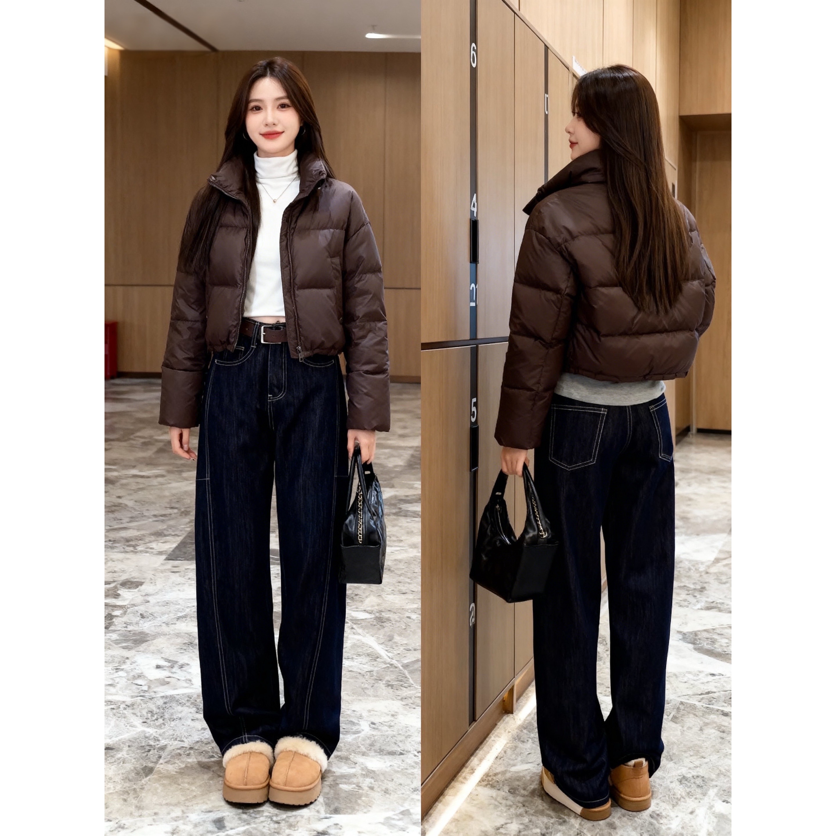 【粉丝专享】加绒牛仔裤女宽松百搭弯刀裤保暖休闲阔腿裤送皮带！