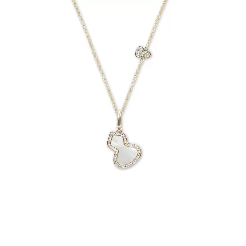 合金项链 高版本V金镶钻气质优雅葫芦项链锁骨链男生手链高级感