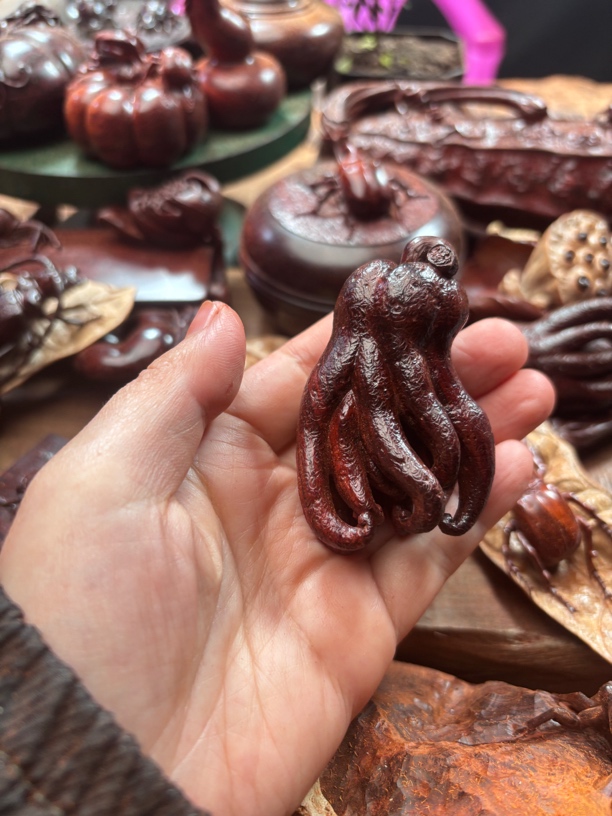 印度小叶紫檀纯手工佛手佛手手把件