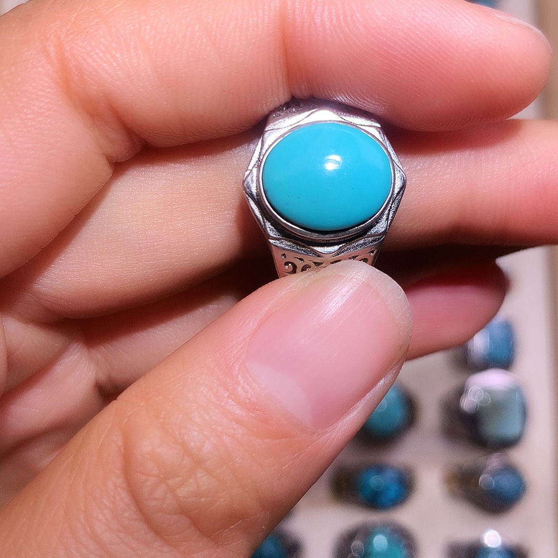 绿松石银S925镶嵌戒指