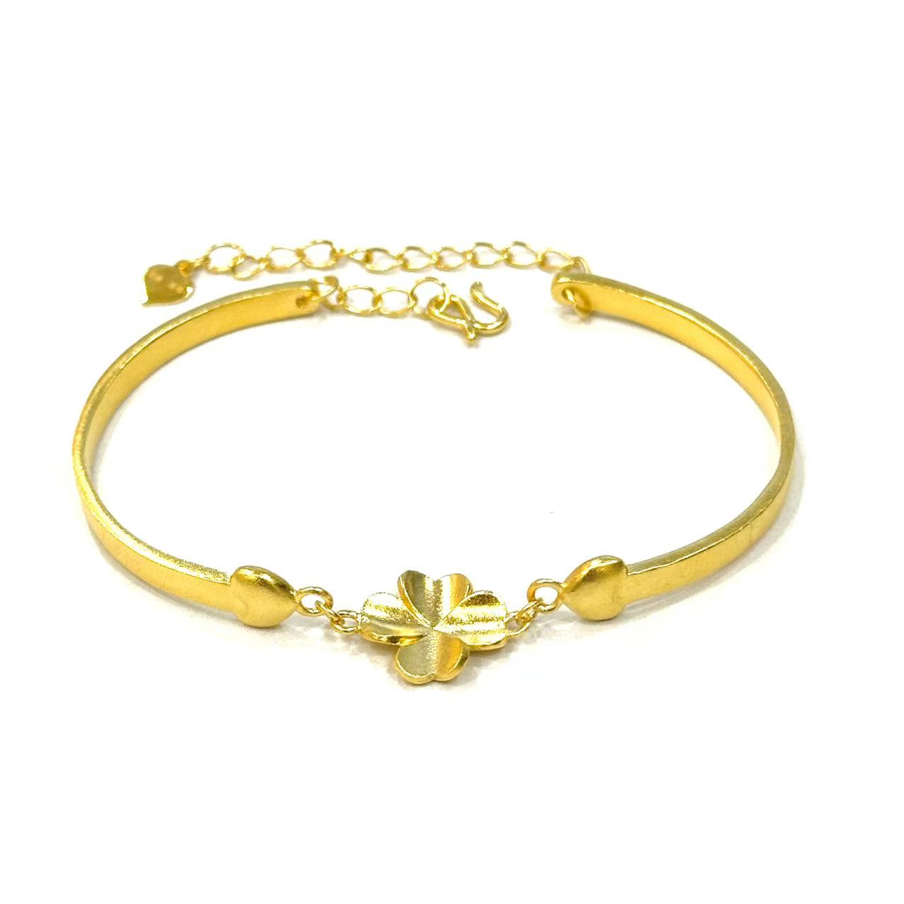 足银手链 【臻选】足银镀金古法四叶半镯手链