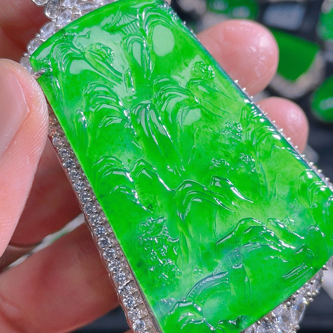 翡翠银S925镶嵌吊坠(不含链)