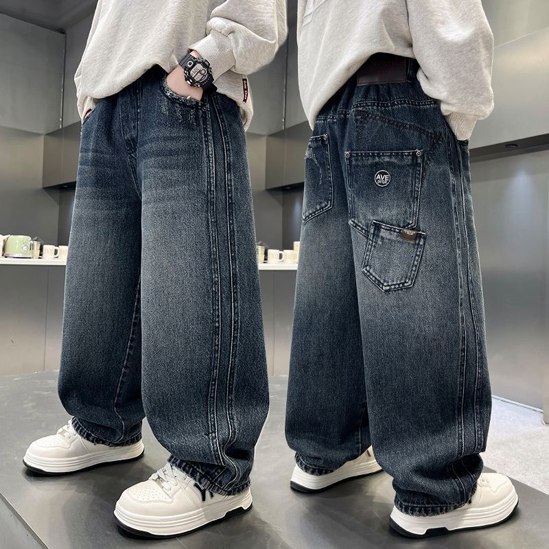 男童裤子儿童牛仔裤春秋款2025新款中大童宽松百搭软牛仔外穿长裤