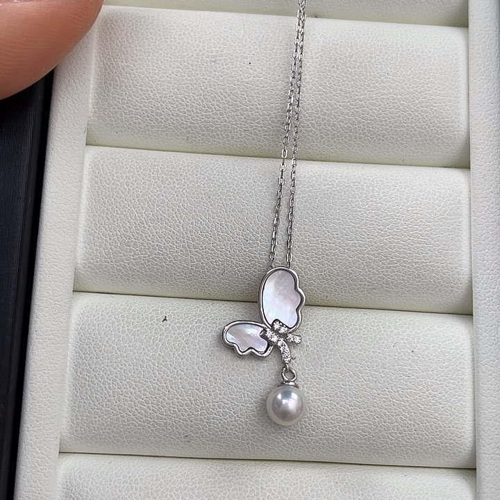 银S925镶嵌颈饰淡水珍珠