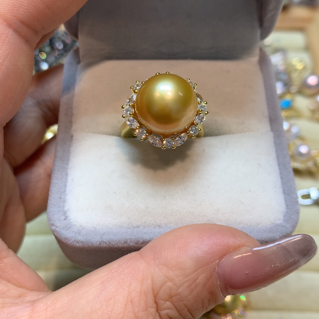 海水珍珠戒指银S925镶嵌