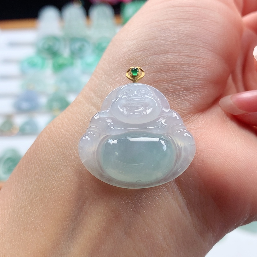 【闪购商品】翡翠吊坠(赠链)18K金镶嵌
