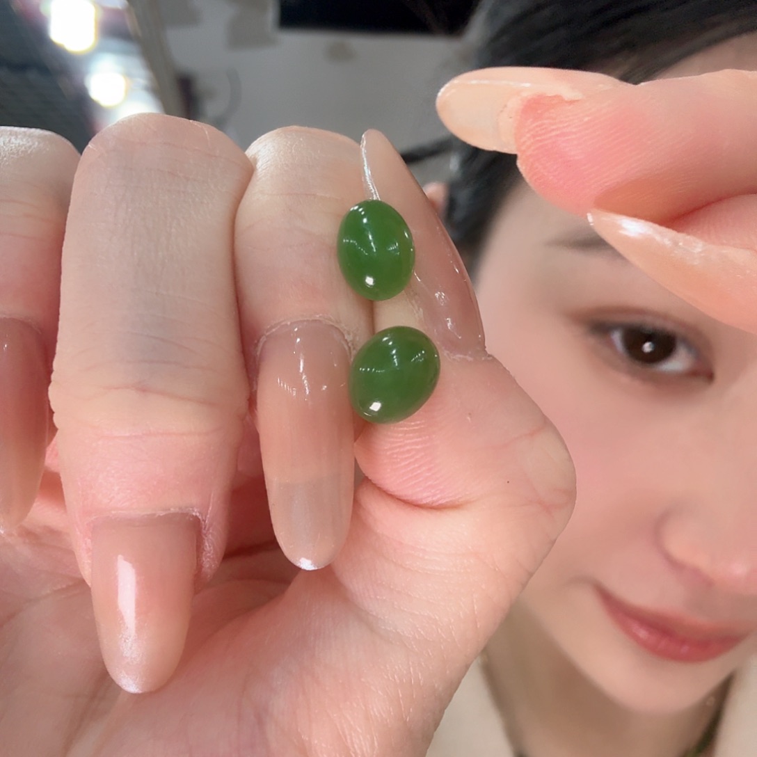 和田玉耳饰18K金镶嵌