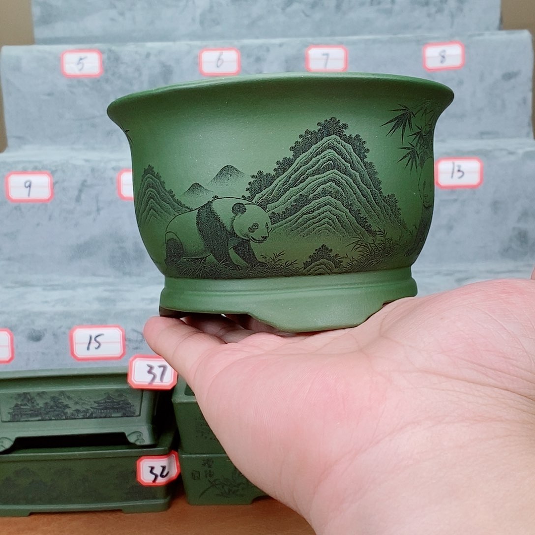 紫砂花盆我在看书