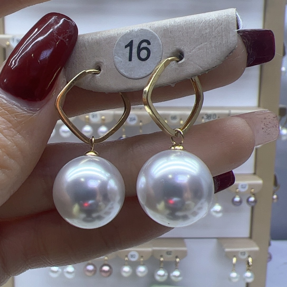 淡水珍珠耳饰18K金镶嵌