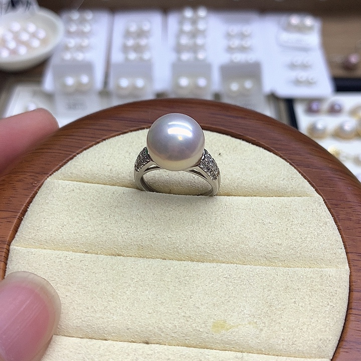 银S925镶嵌戒指淡水珍珠