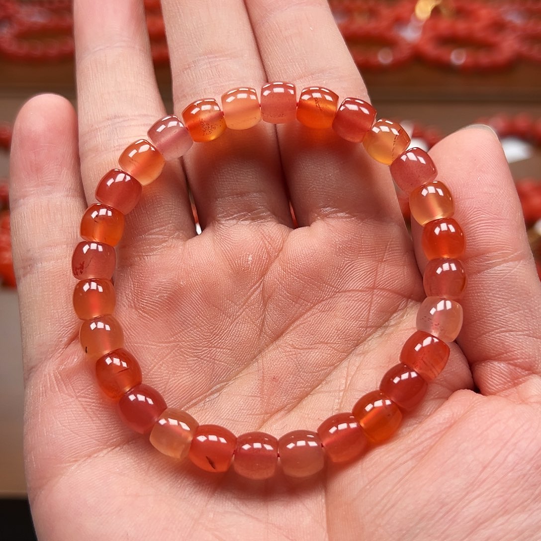 南红玛瑙未镶嵌手串多宝冰红直切7.5m