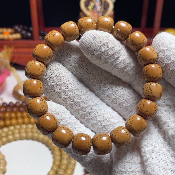 手串星月菩提12-11老型桶双留白牛毛星