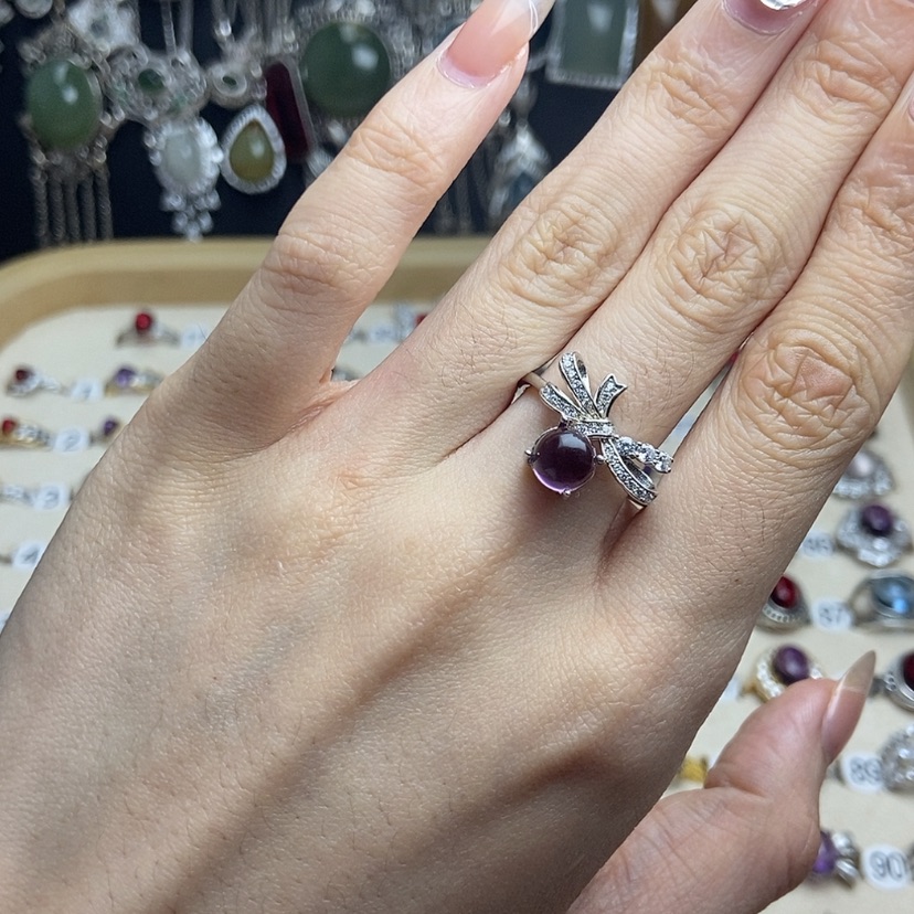 【闪购商品】紫晶戒指银S925镶嵌开口