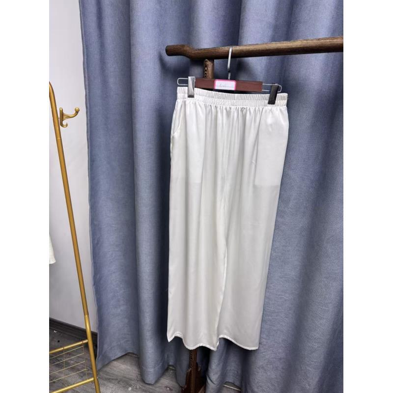 2025秋季新款简约百搭宽松桑蚕丝直筒长裤女A101