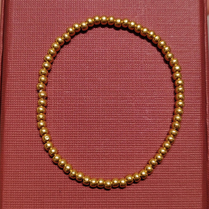 【亮面卡3MM】足金999金珠手链70颗简约手链