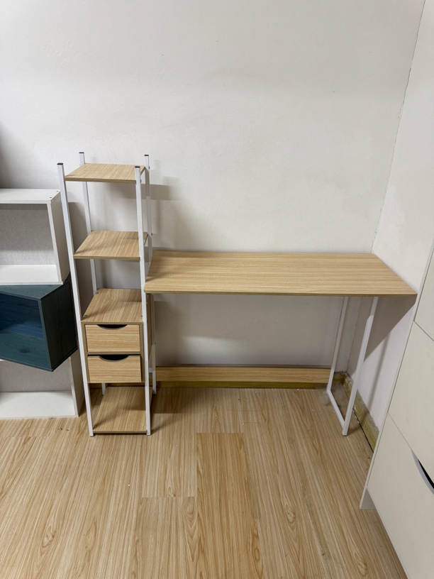 100厘米电脑桌两抽屉钢架枫樱木色