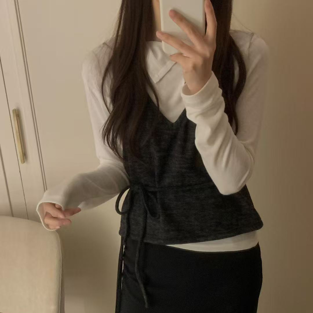 No退No换东大门女装2025新款挂脖漏背吊带背心女内搭605b