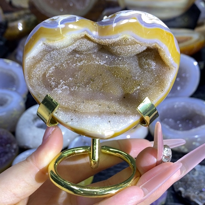 未镶嵌珠宝半成品水晶黄晶爱心