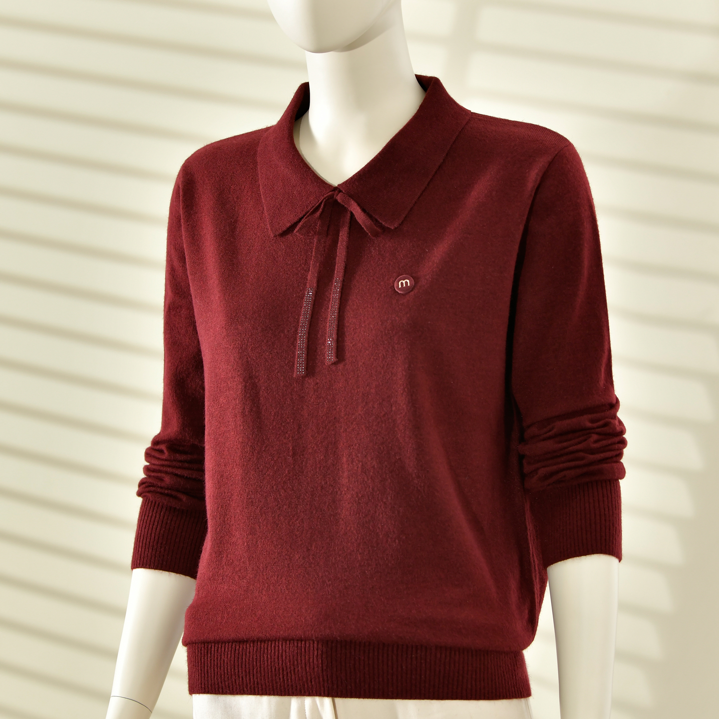 2025新款翻领新中式针织毛衣女宽松时尚简约打底衫休闲百搭上衣